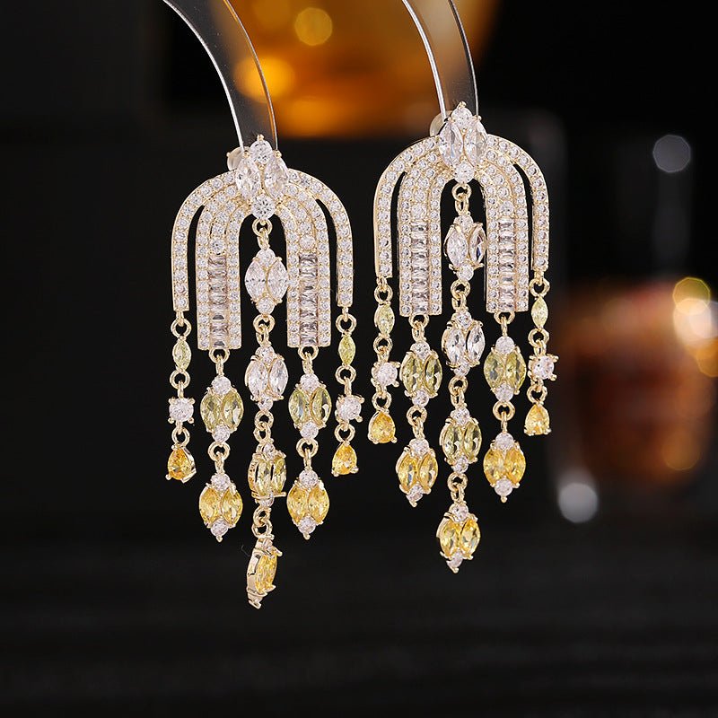 Gold Diamond Chandelier Earrings - Amyris London