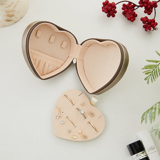 Portable Leather Heart Shaped Jewellery Box - Amyris London