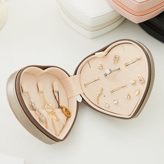 Portable Leather Heart Shaped Jewellery Box - Amyris London