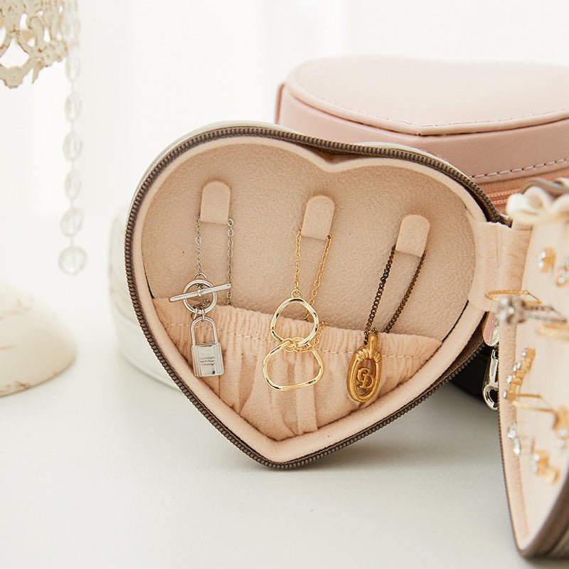 Portable Leather Heart Shaped Jewellery Box - Amyris London