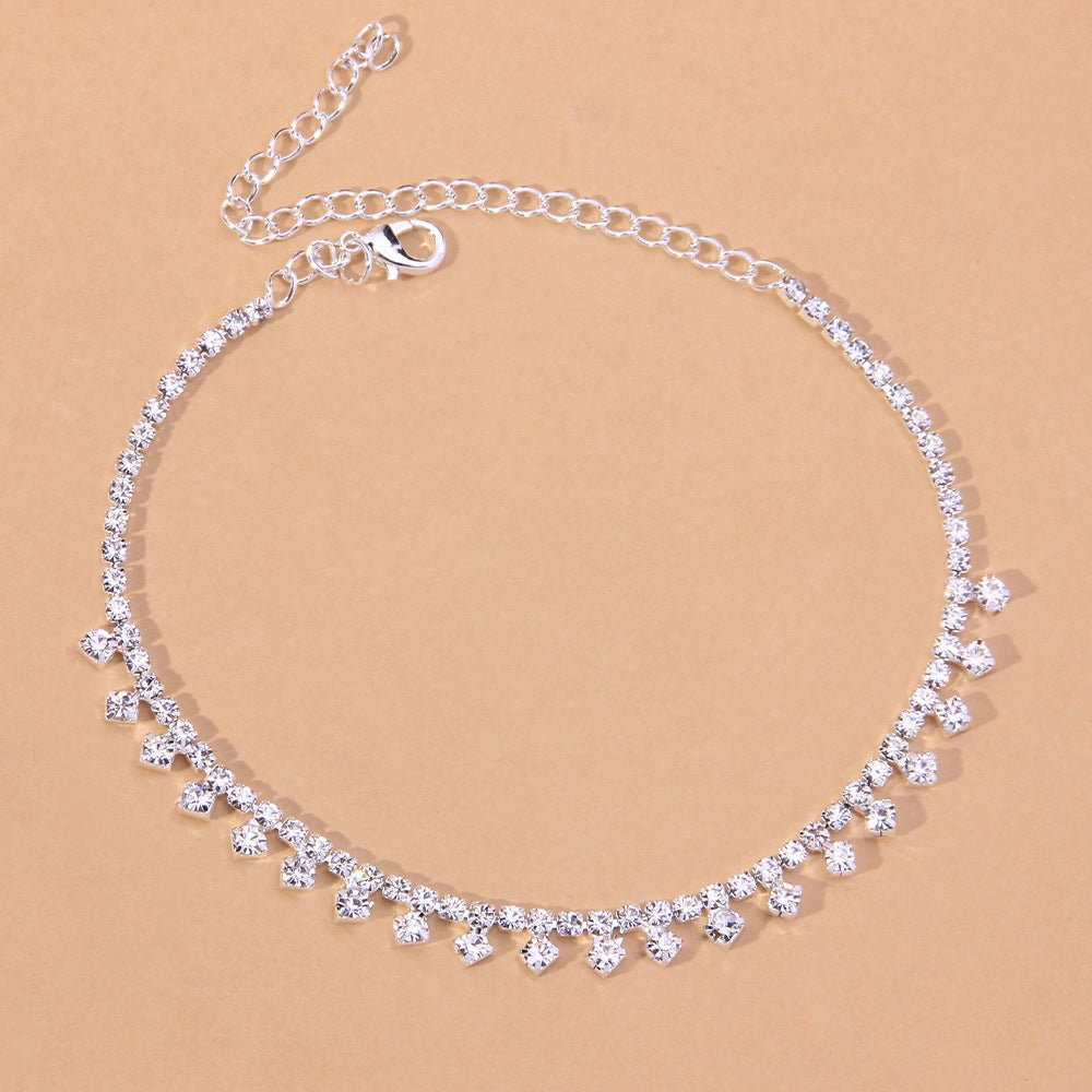 Diamond Drop Anklet Silver - Amyris London