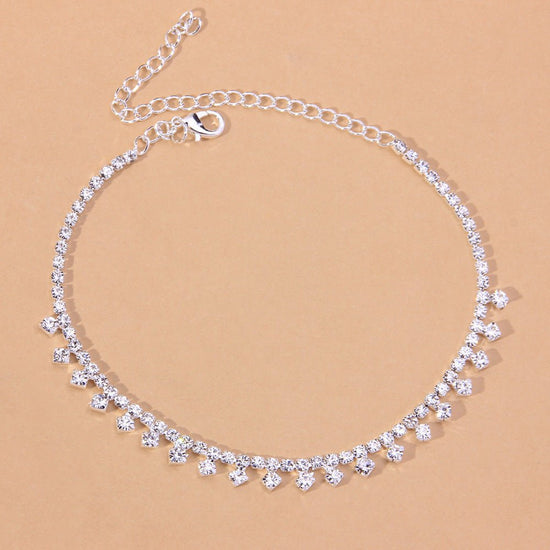 Diamond Drop Anklet Silver - Amyris London