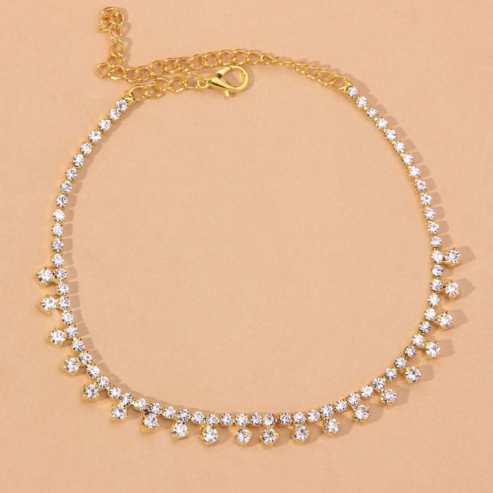 Diamond Drop Anklet Gold- Amyris London