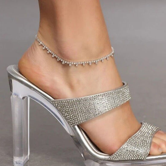 Rhinestone Drop Anklet - Amyris London