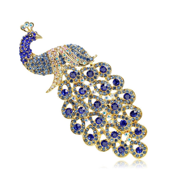 Sapphire Crystal Peacock Brooch - Amyris London