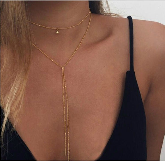 Simple Beads Lariat Necklace - Amyris London