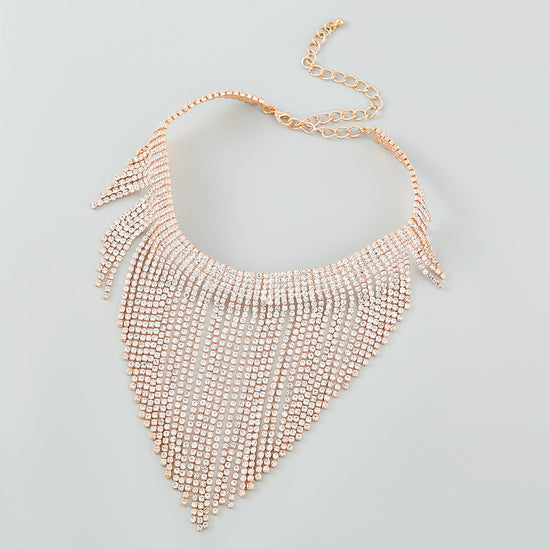 Statement Diamante Fringe Necklace - Amyris London