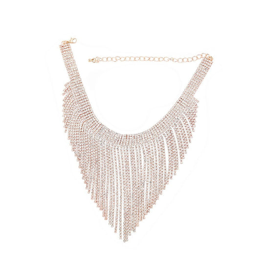 Statement Diamante Fringe Necklace - Amyris London