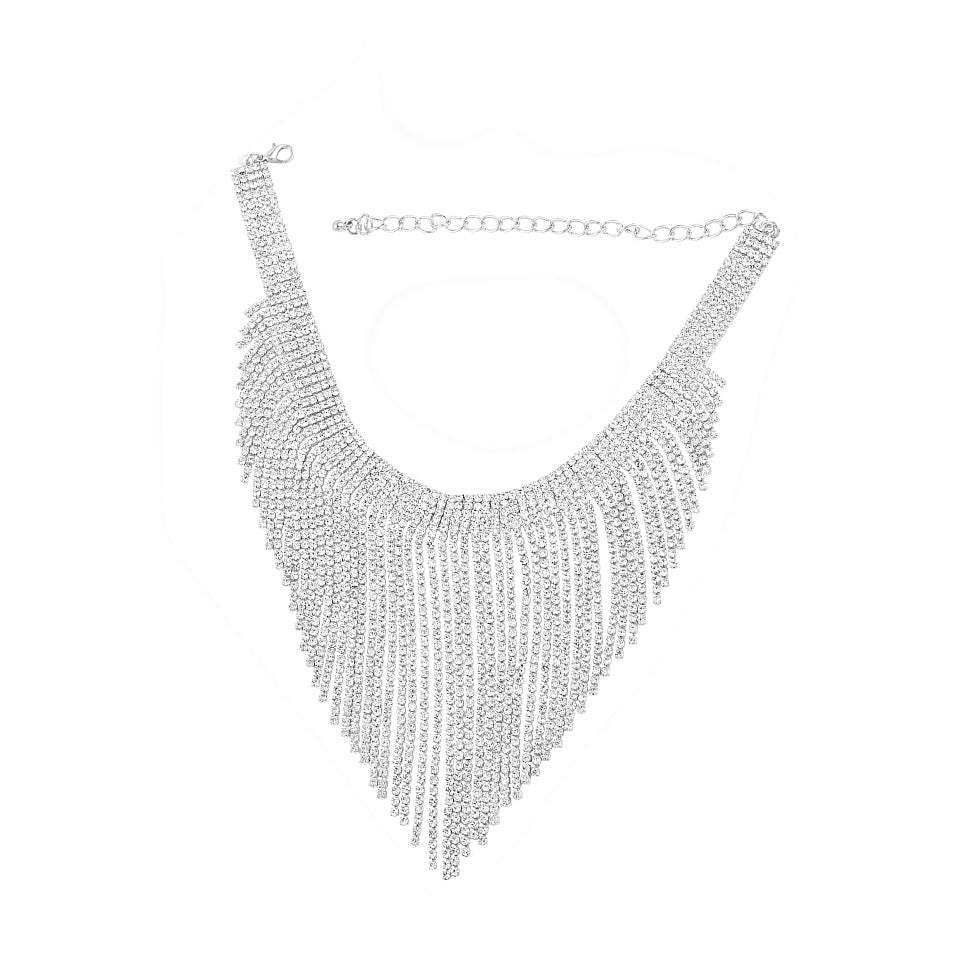 Statement Diamante Fringe Necklace - Amyris London