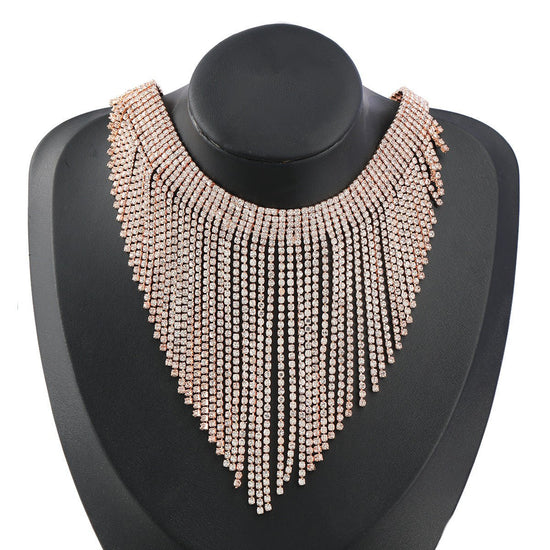 Statement Diamante Fringe Necklace - Amyris London