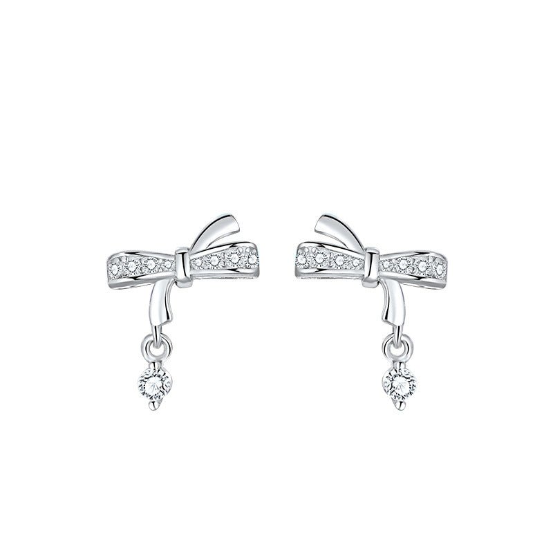 Sterling Silver Bow Necklace And Earrings Set - Amyris London