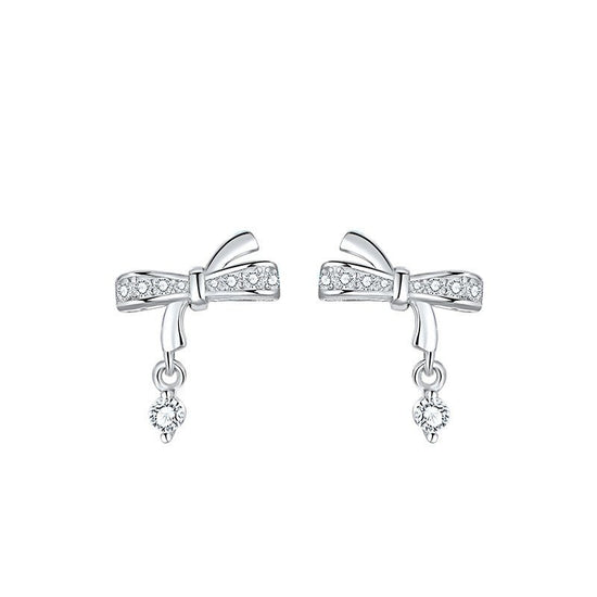 Sterling Silver Bow Necklace And Earrings Set - Amyris London