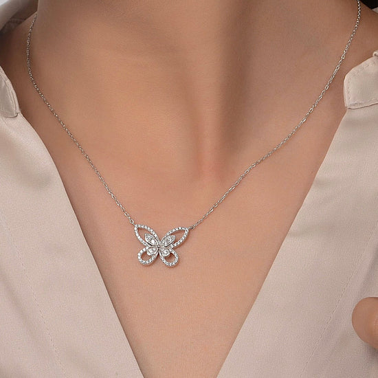 Sterling Silver Butterfly Pendant Necklace - Amyris London