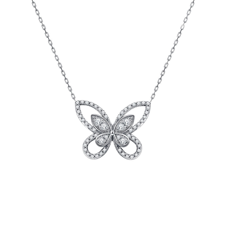 Sterling Silver Butterfly Pendant Necklace - Amyris London