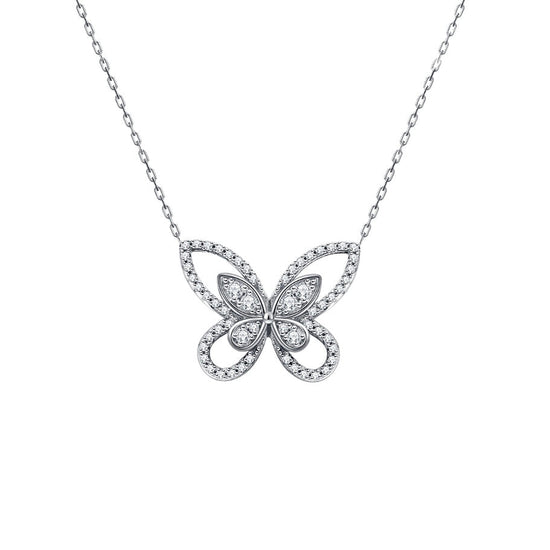 Sterling Silver Butterfly Pendant Necklace - Amyris London