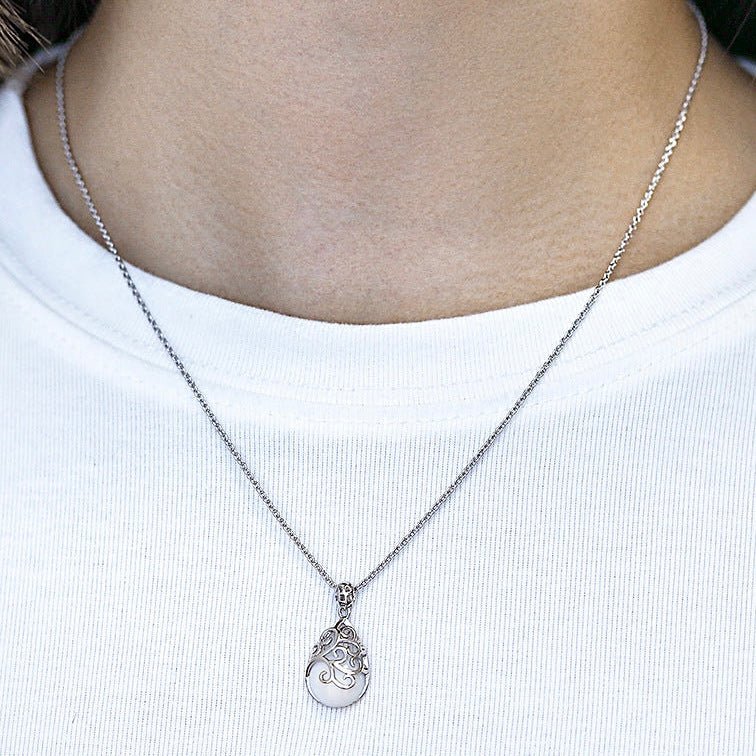 Sterling Silver Crystal Ball Pendant Necklace - Amyris London