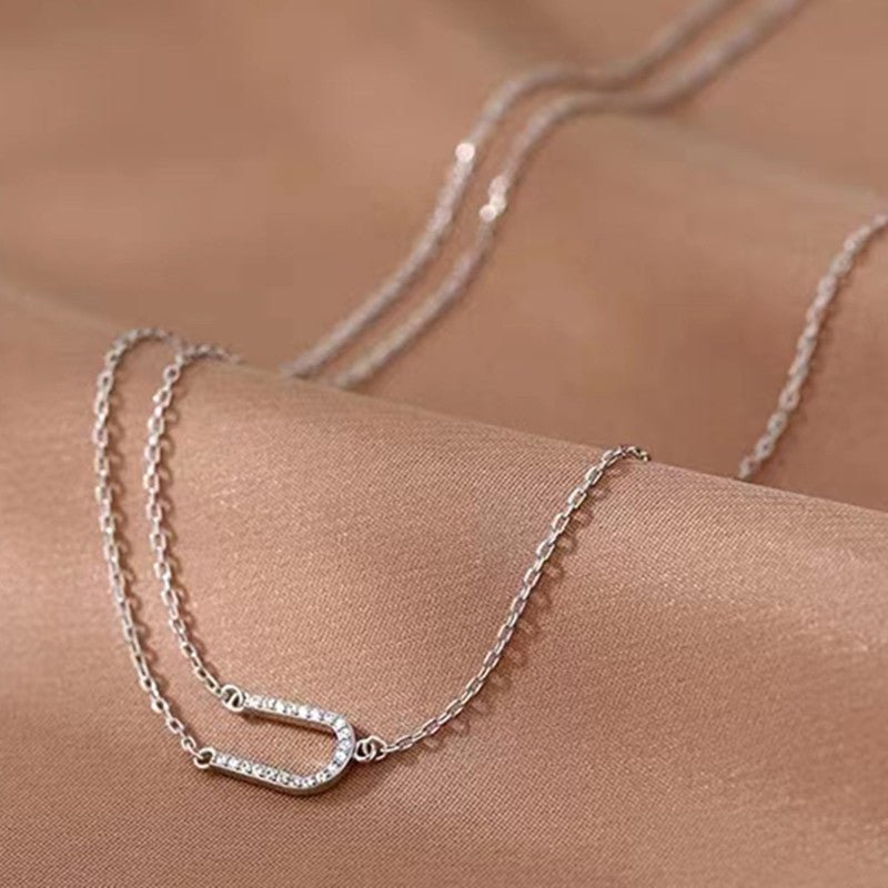 Sterling Silver Curved Bar Necklace - Amyris London