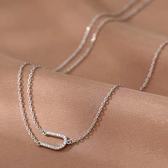 Sterling Silver Curved Bar Necklace - Amyris London