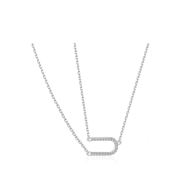 Sterling Silver Curved Bar Necklace - Amyris London