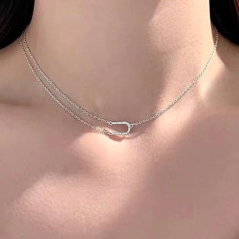 Sterling Silver Curved Bar Necklace - Amyris London