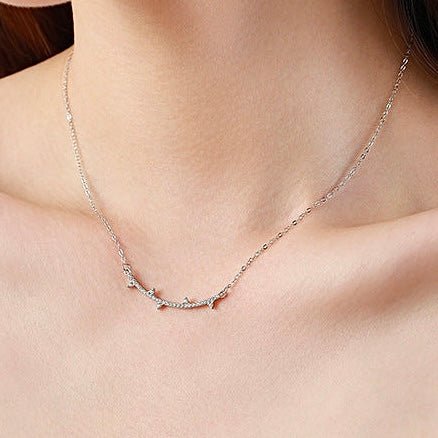 Sterling Silver Curved Bar Pendant Necklace - Amyris London