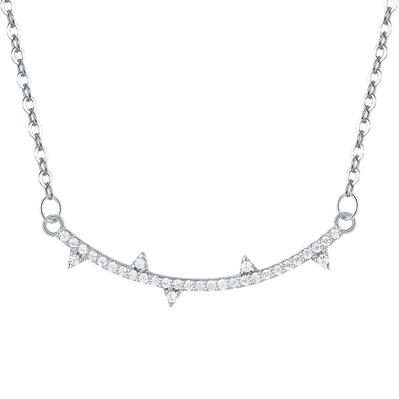 Sterling Silver Curved Bar Pendant Necklace - Amyris London