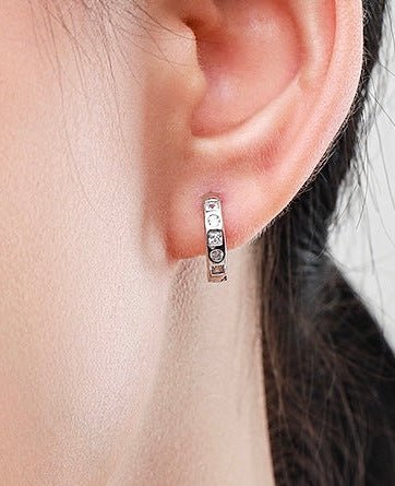 Sterling Silver Diamond Huggie Earrings - Amyris London