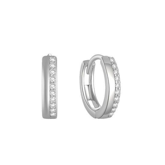 Sterling Silver Diamond Huggie Earrings - Amyris London