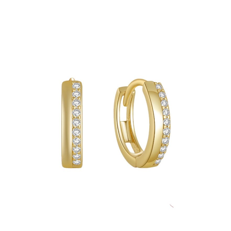 Sterling Silver Diamond Huggie Earrings - Amyris London