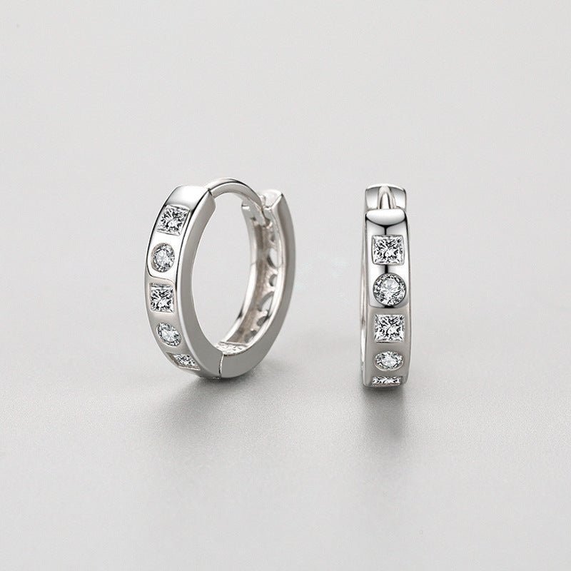 Sterling Silver Diamond Huggie Earrings - Amyris London