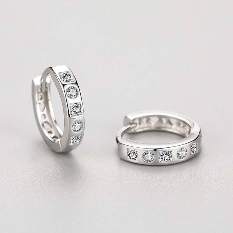 Sterling Silver Diamond Huggie Earrings - Amyris London