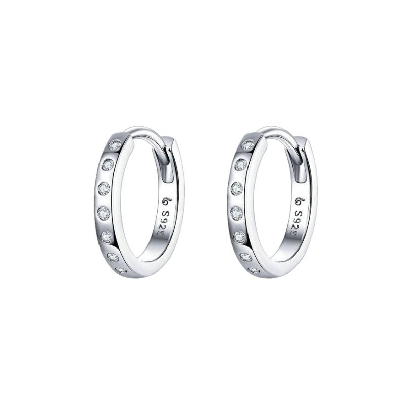 Sterling Silver Diamond Huggie Hoop Earrings - Amyris London