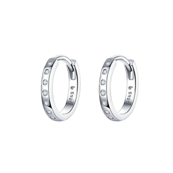 Sterling Silver Diamond Huggie Hoop Earrings - Amyris London