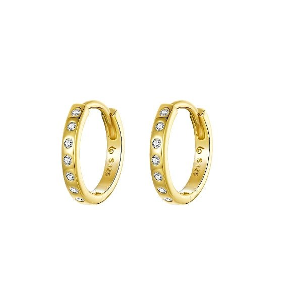 Sterling Silver Diamond Huggie Hoop Earrings - Amyris London