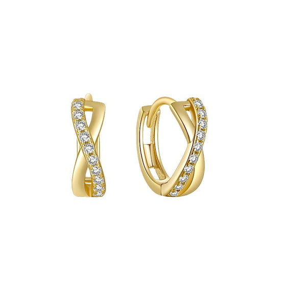 Sterling Silver Diamond Infinity Huggie Earrings - Amyris London