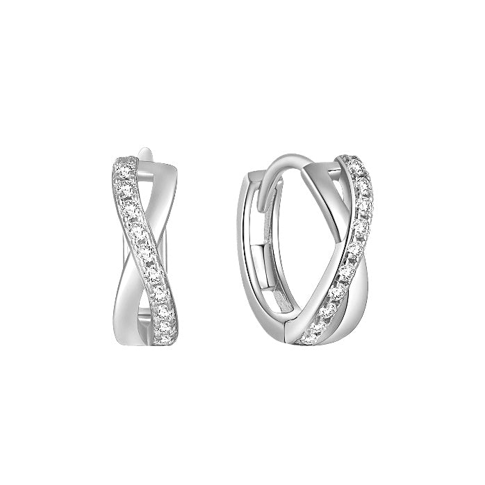 Sterling Silver Diamond Infinity Huggie Earrings - Amyris London