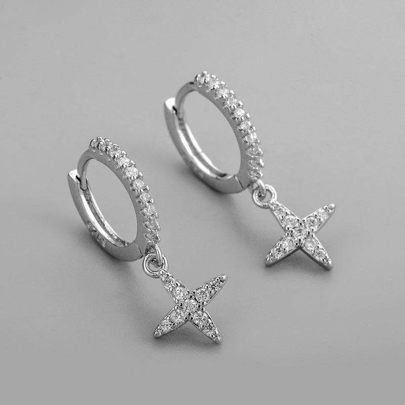 Sterling Silver Diamond Star Earrings - Amyris London