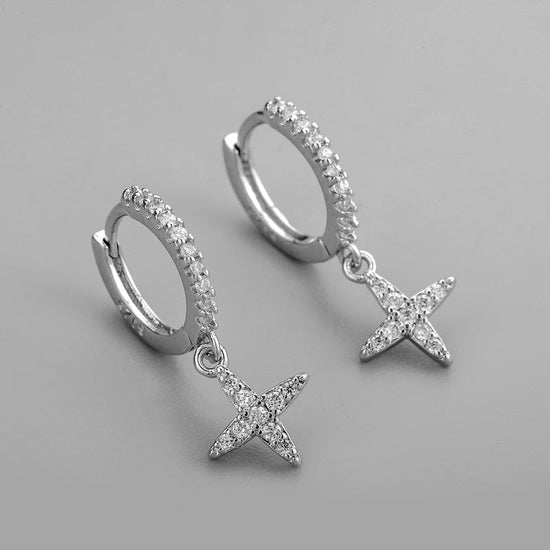 Sterling Silver Diamond Star Earrings - Amyris London