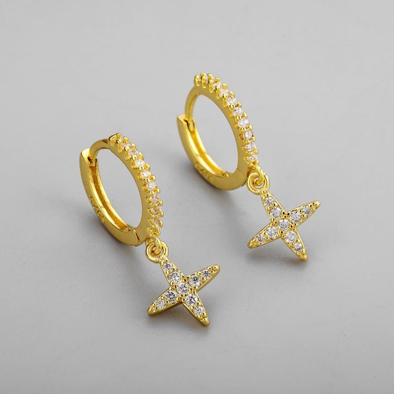 Sterling Silver Diamond Star Earrings - Amyris London