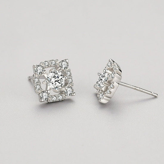 Sterling Silver Diamond Stud Earrings - Amyris London