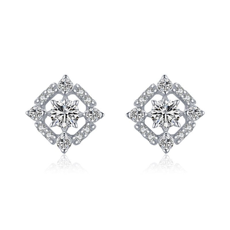 Sterling Silver Diamond Stud Earrings - Amyris London