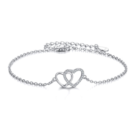 Sterling Silver Double Heart Bracelet - Amyris London