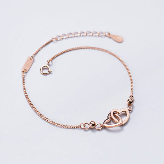 Sterling Silver Double Heart Bracelet - Amyris London