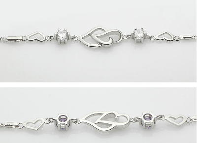 Sterling Silver Double Heart Bracelet - Amyris London