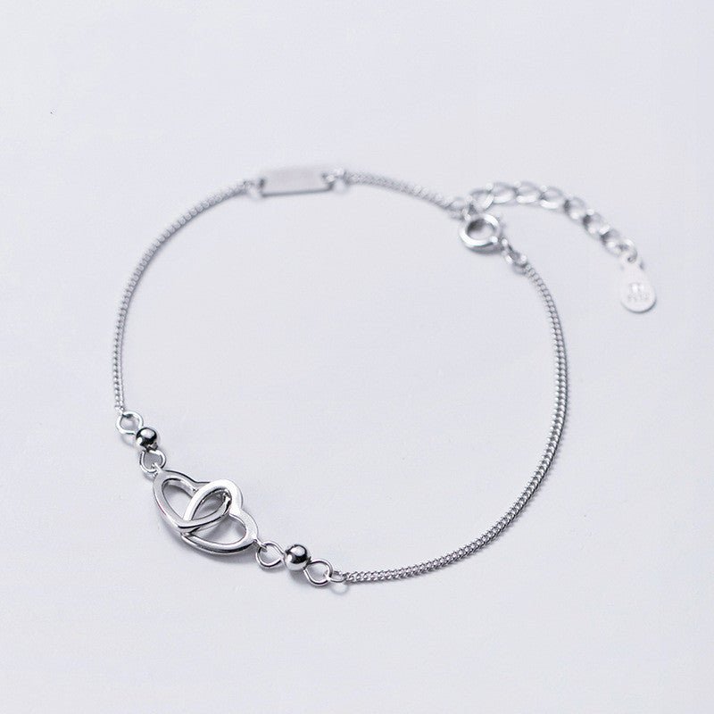 Sterling Silver Double Heart Bracelet - Amyris London