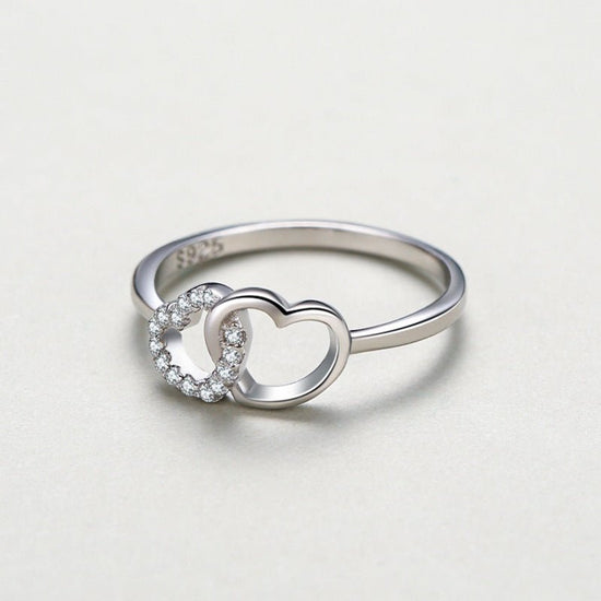 Sterling Silver Double Heart Shaped Ring – Amyris London