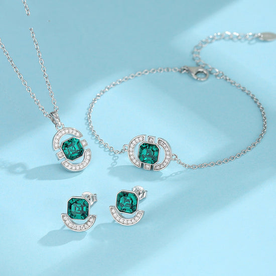 Sterling Silver Emerald Cut Necklace Set - Amyris London