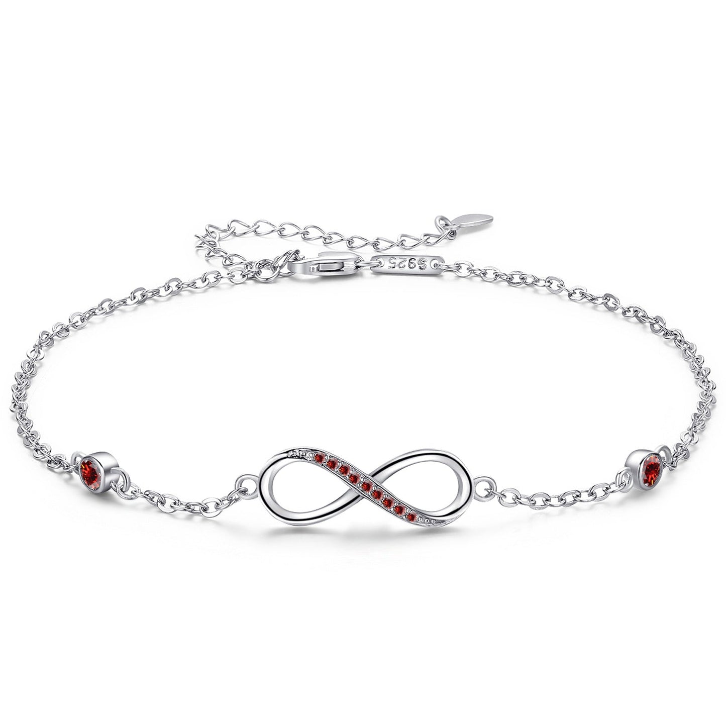 Sterling Silver Infinity Anklet Red - Amyris London