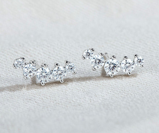 Sterling Silver Lab Grown Diamond Crawler Earrings - Amyris London