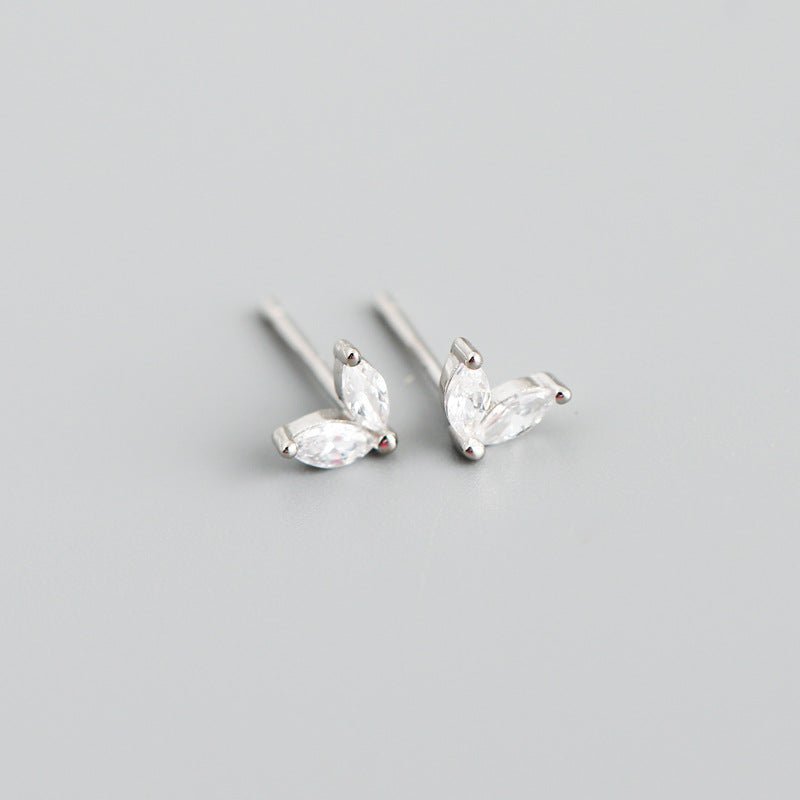 Sterling Silver Leaf Stud Earrings - Amyris London